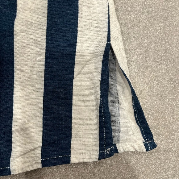 [M]Abel The Label Anthropologie Linen Blend Blue White Stripes Shirt Dresss - Picture 4 of 7